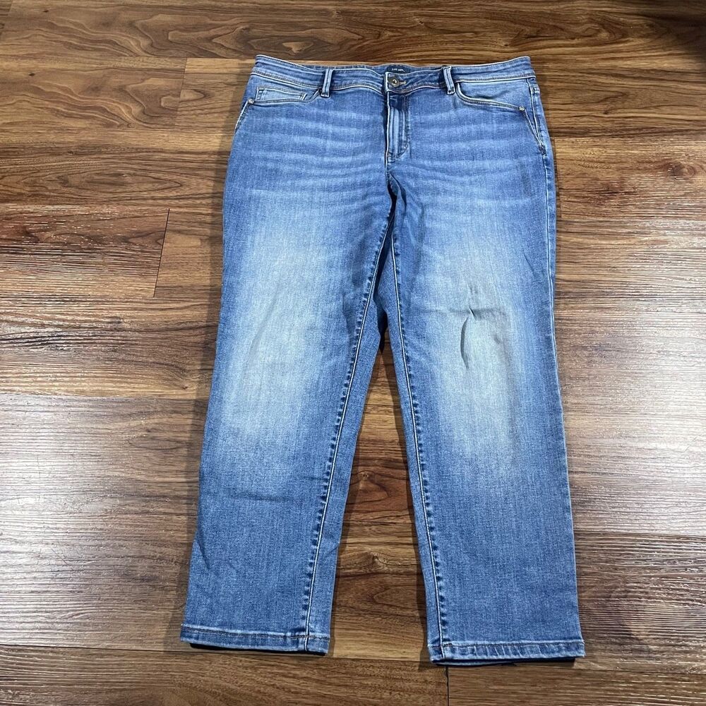 J Jill Denim Authentic Fit Slim Ankle Jeans Blue Cotton Straight Leg Women's 14P
